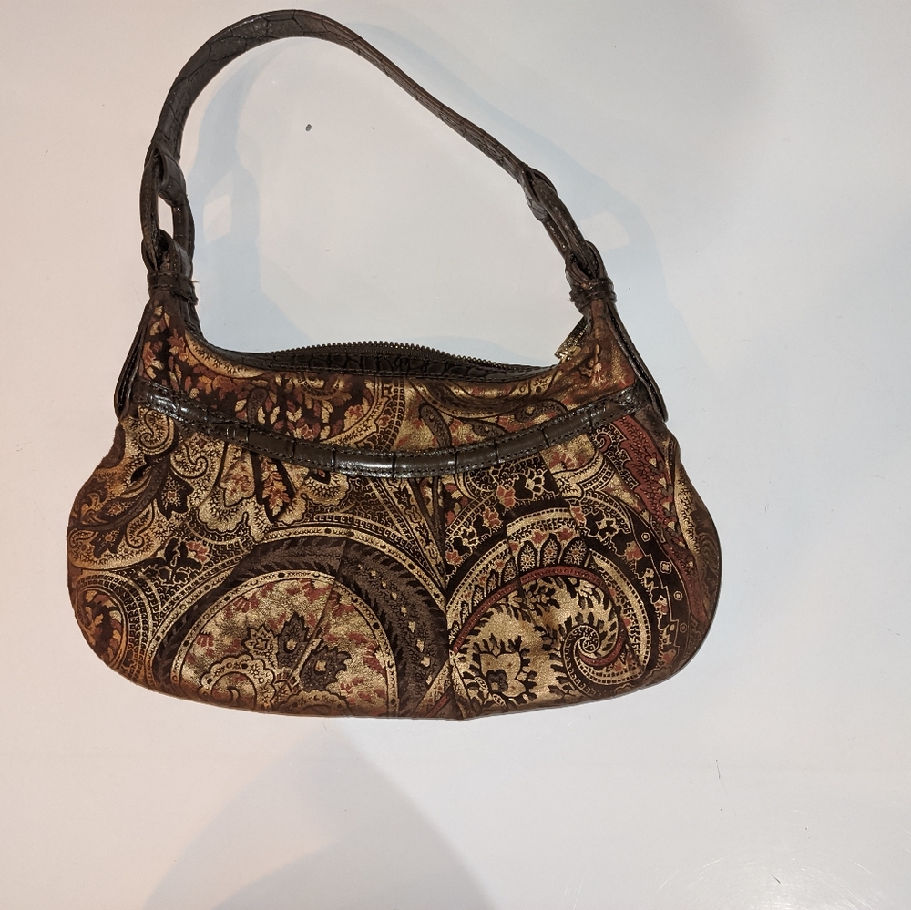Antonio Melani Paisley Gold, Brown, And Purple Handbag